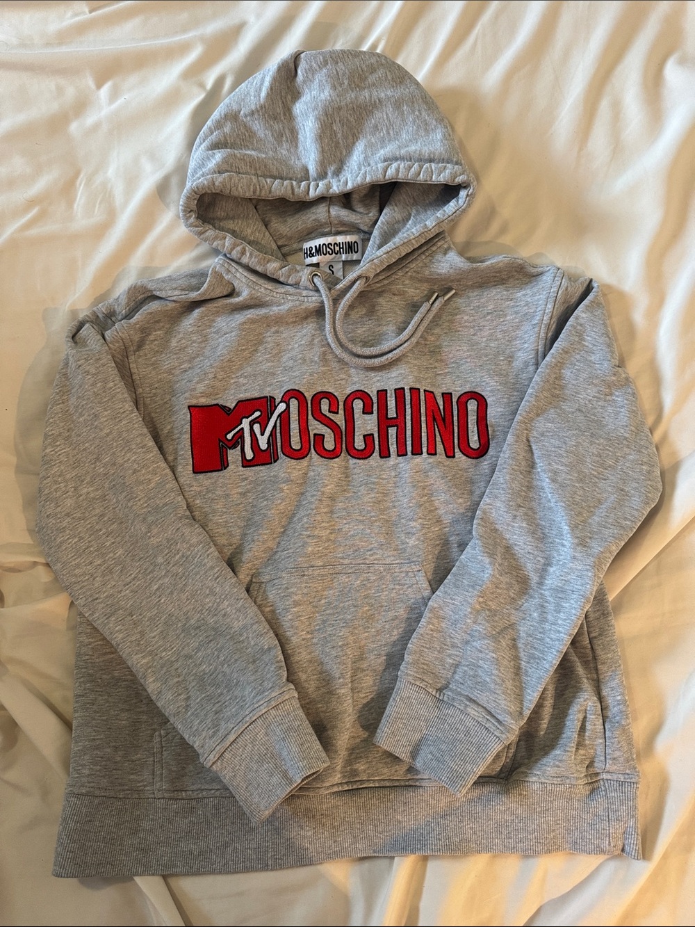 Moschino x H&M Gray Crewneck Hoodie with Red Logo
